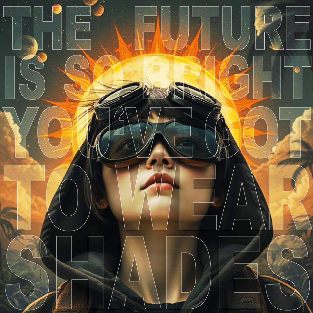 Erika Artaker The Future is so bright you' ve got to wear shades – poster – girl looking at sun – ai generated images